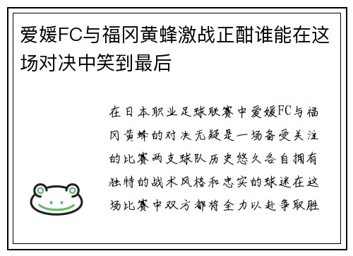 爱媛FC与福冈黄蜂激战正酣谁能在这场对决中笑到最后